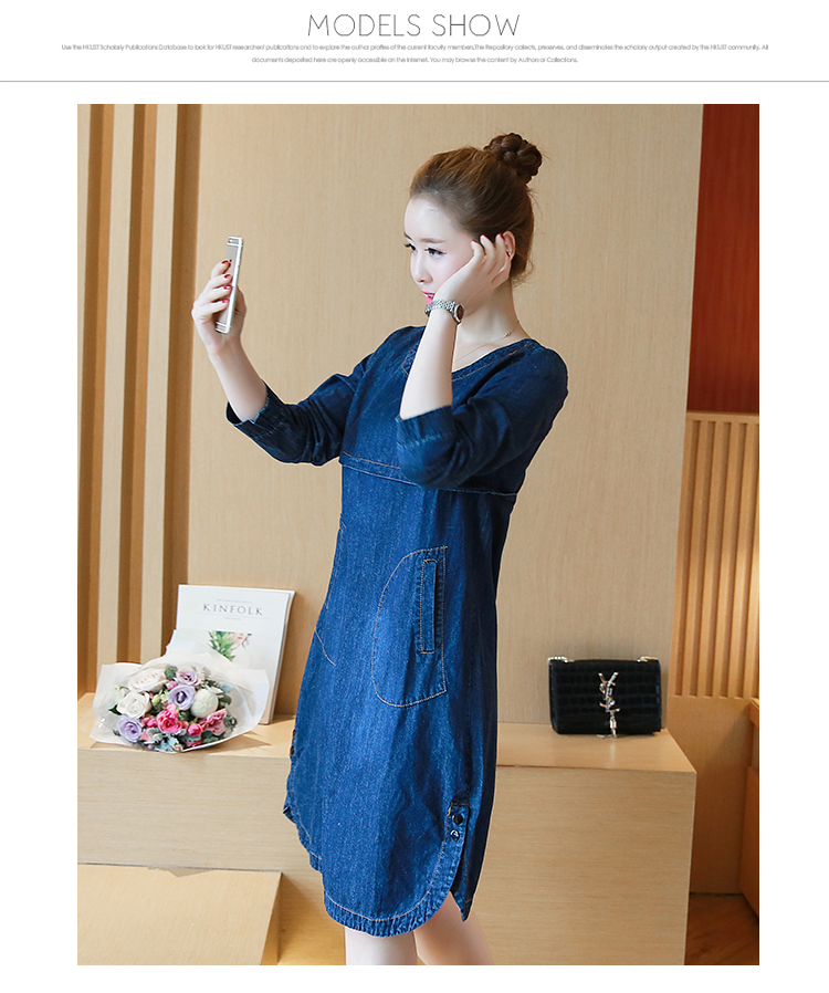 WD3810 Fashion Denim Dress Blue