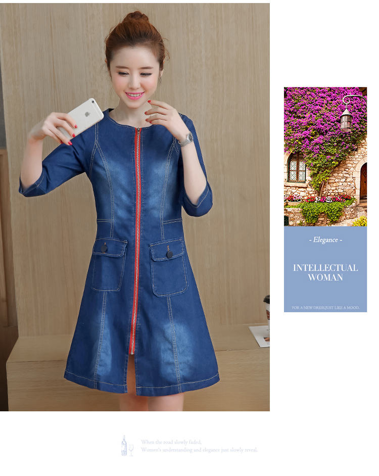 WD3811 Stylish Denim Dress Blue