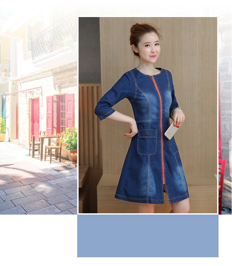 WD3811 Stylish Denim Dress Blue