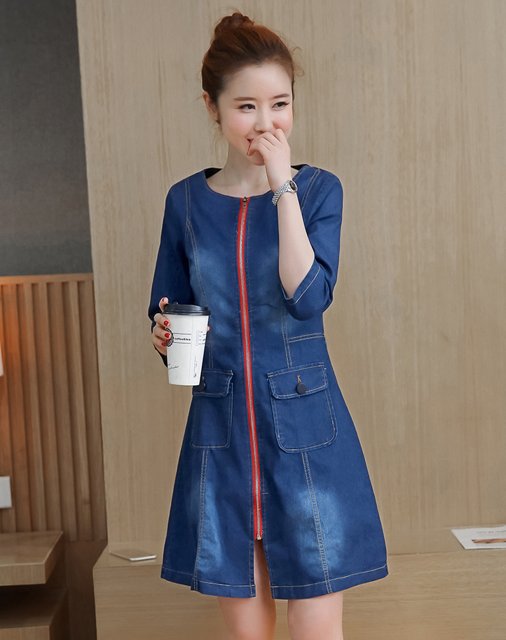 WD3811 Stylish Denim Dress Blue