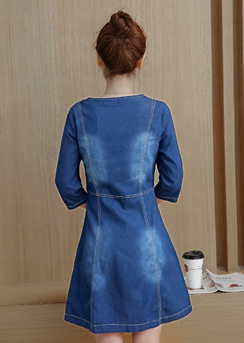 WD3811 Stylish Denim Dress Blue