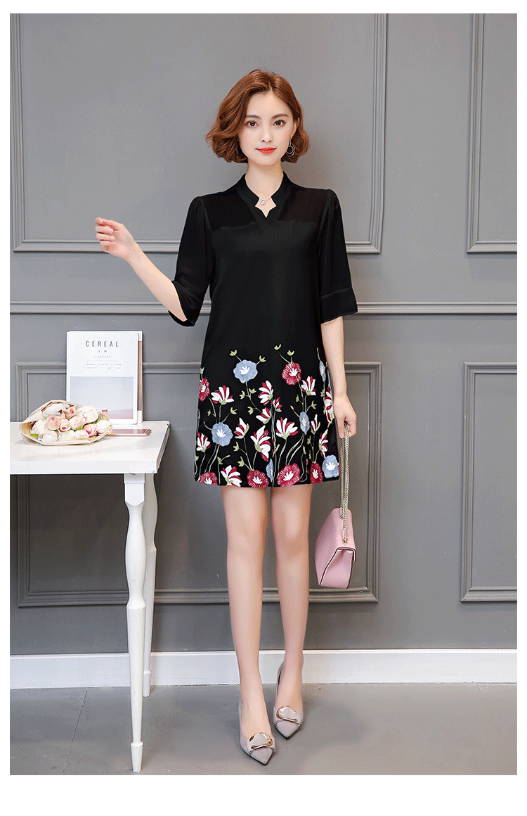 WD3815 Fashion Floral Dress Black