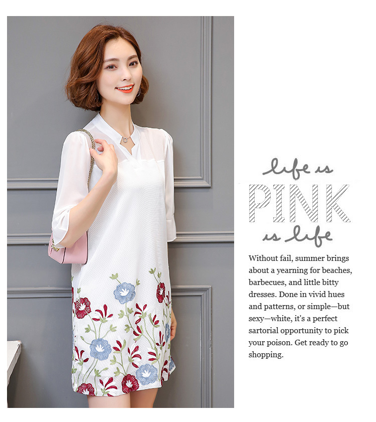 WD3815 Fashion Floral Dress White