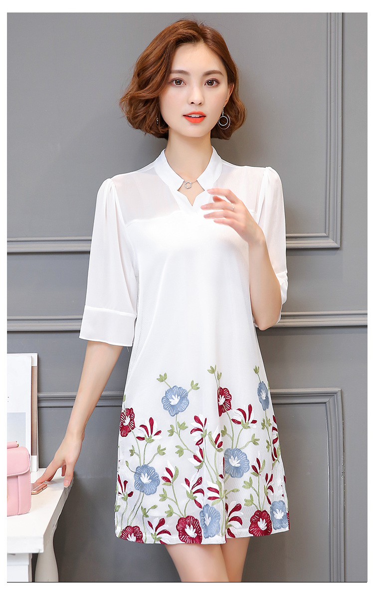 WD3815 Fashion Floral Dress White