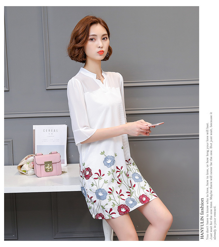 WD3815 Fashion Floral Dress White