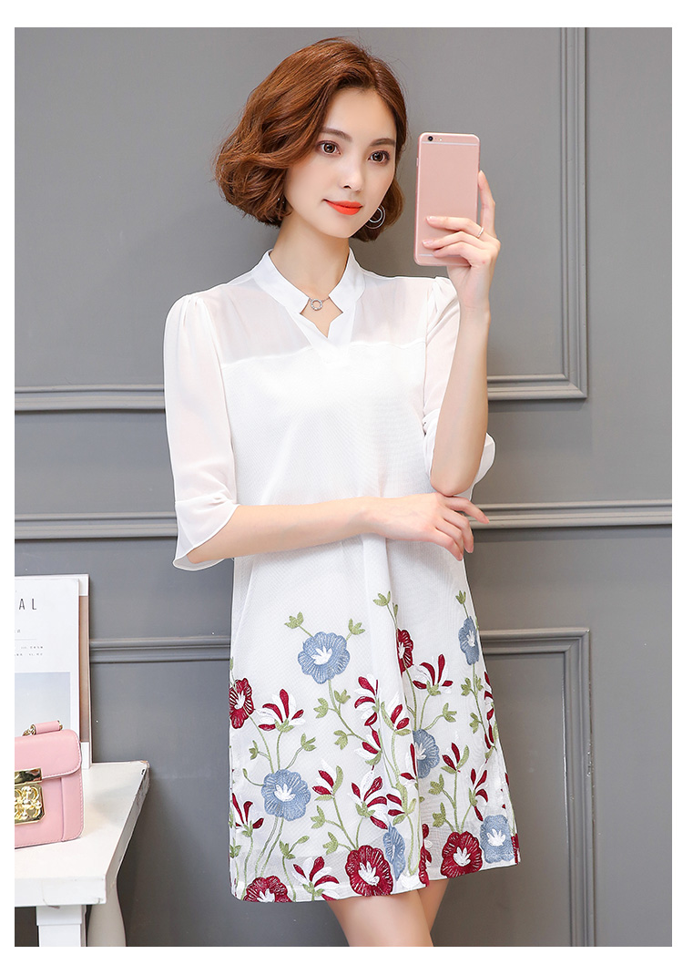 WD3815 Fashion Floral Dress White