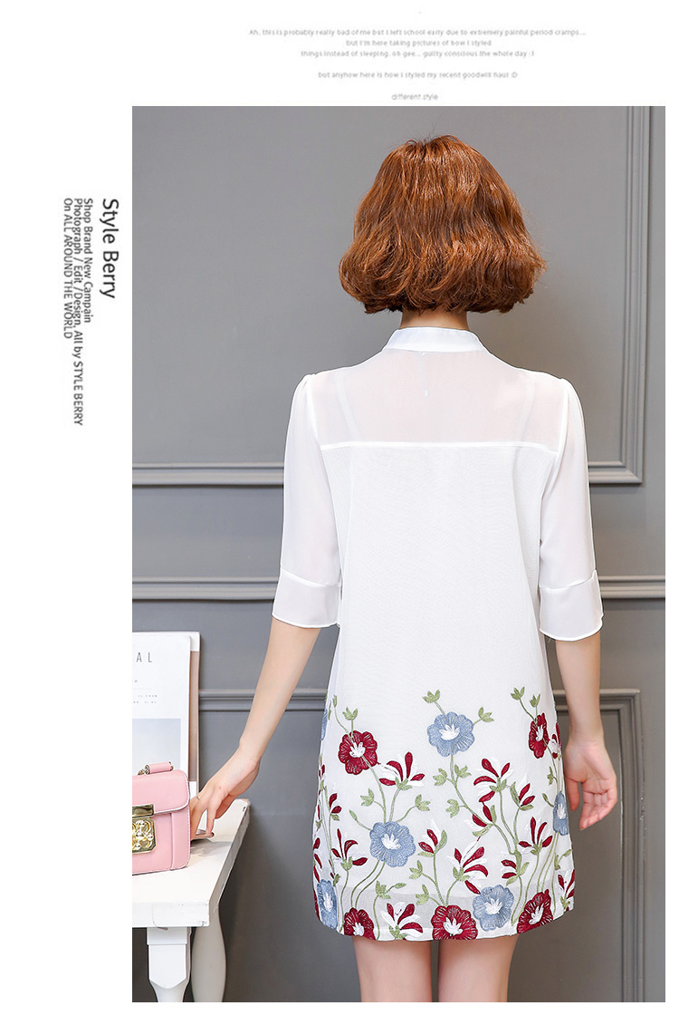 WD3815 Fashion Floral Dress White