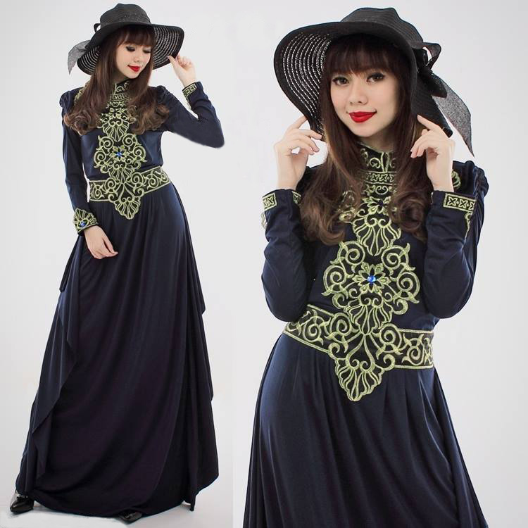 JW5006 Korea Jubah Dress Dark Blue