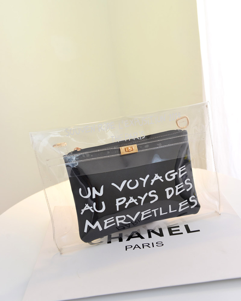 HA030 2-in-1 Transparent Clutch Black