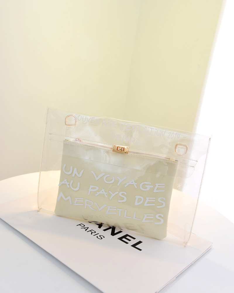 HA030 2-in-1 Transparent Clutch Beige