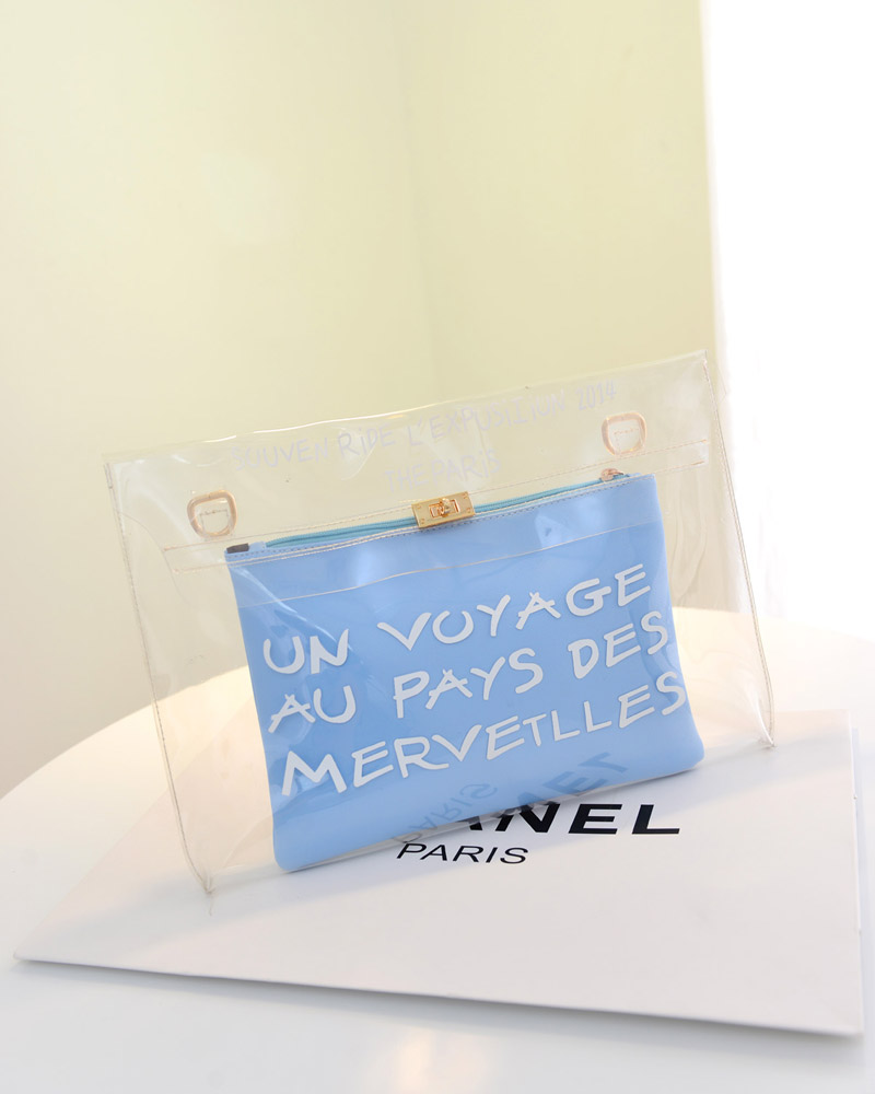 HA030 2-in-1 Transparent Clutch Blue