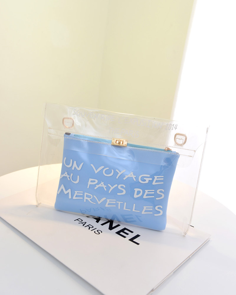 HA030 2-in-1 Transparent Clutch Blue