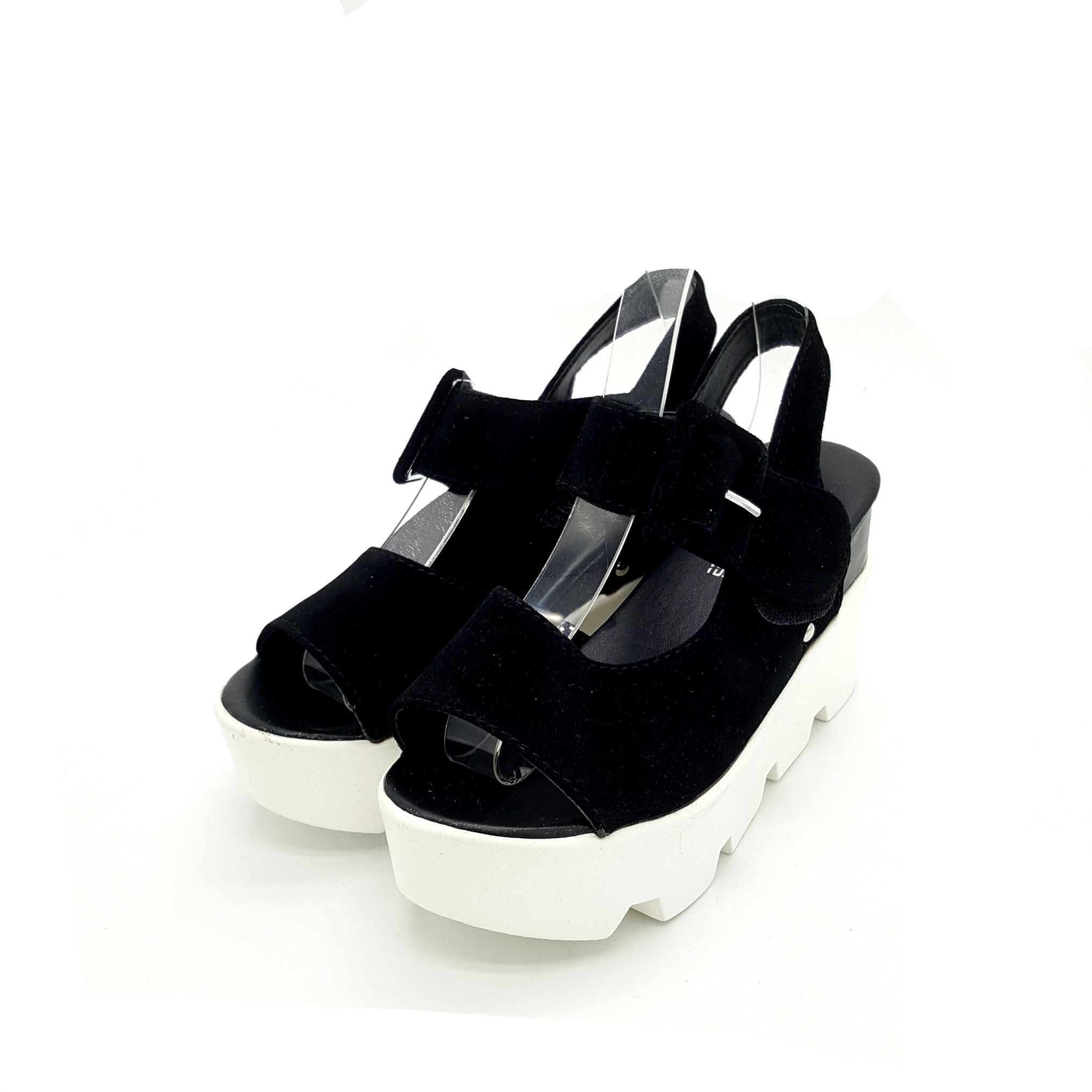 HA052 Fashion Platform Wedges Black