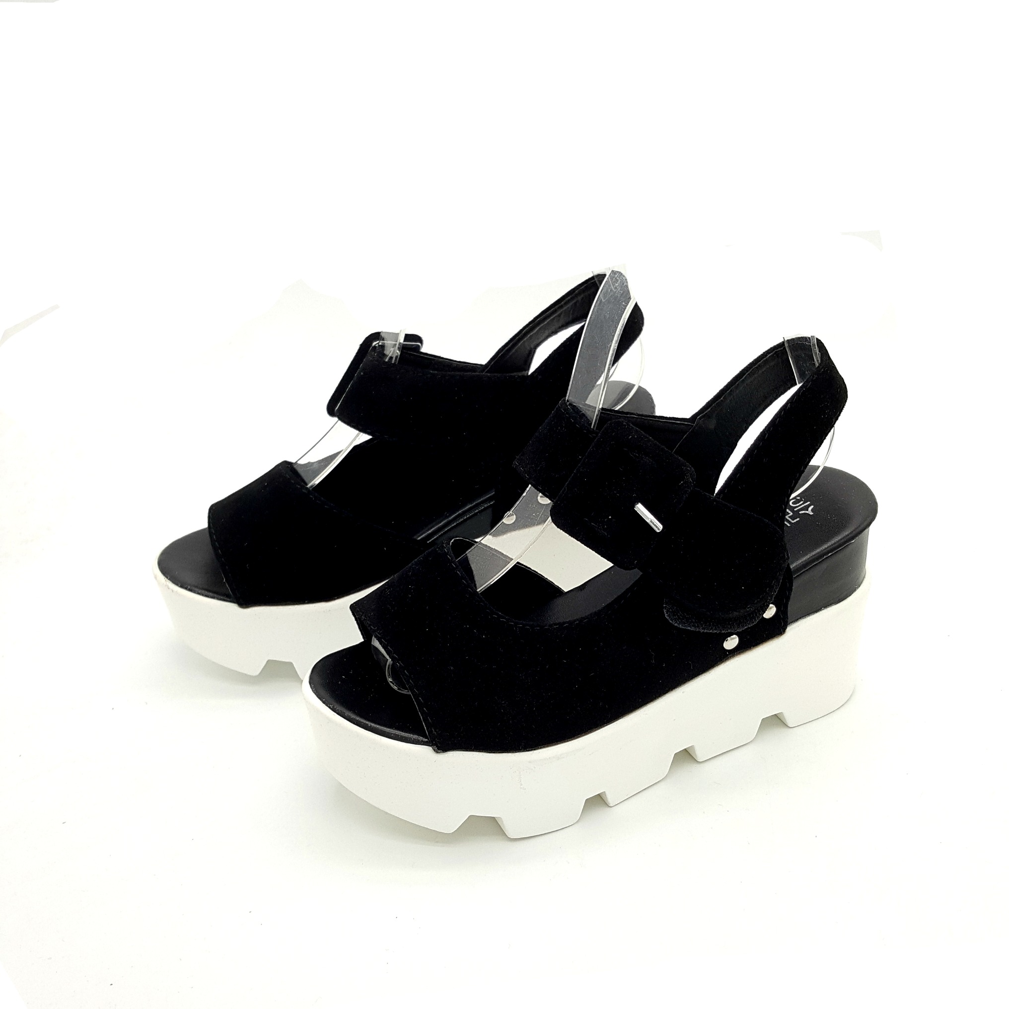 HA052 Fashion Platform Wedges Black