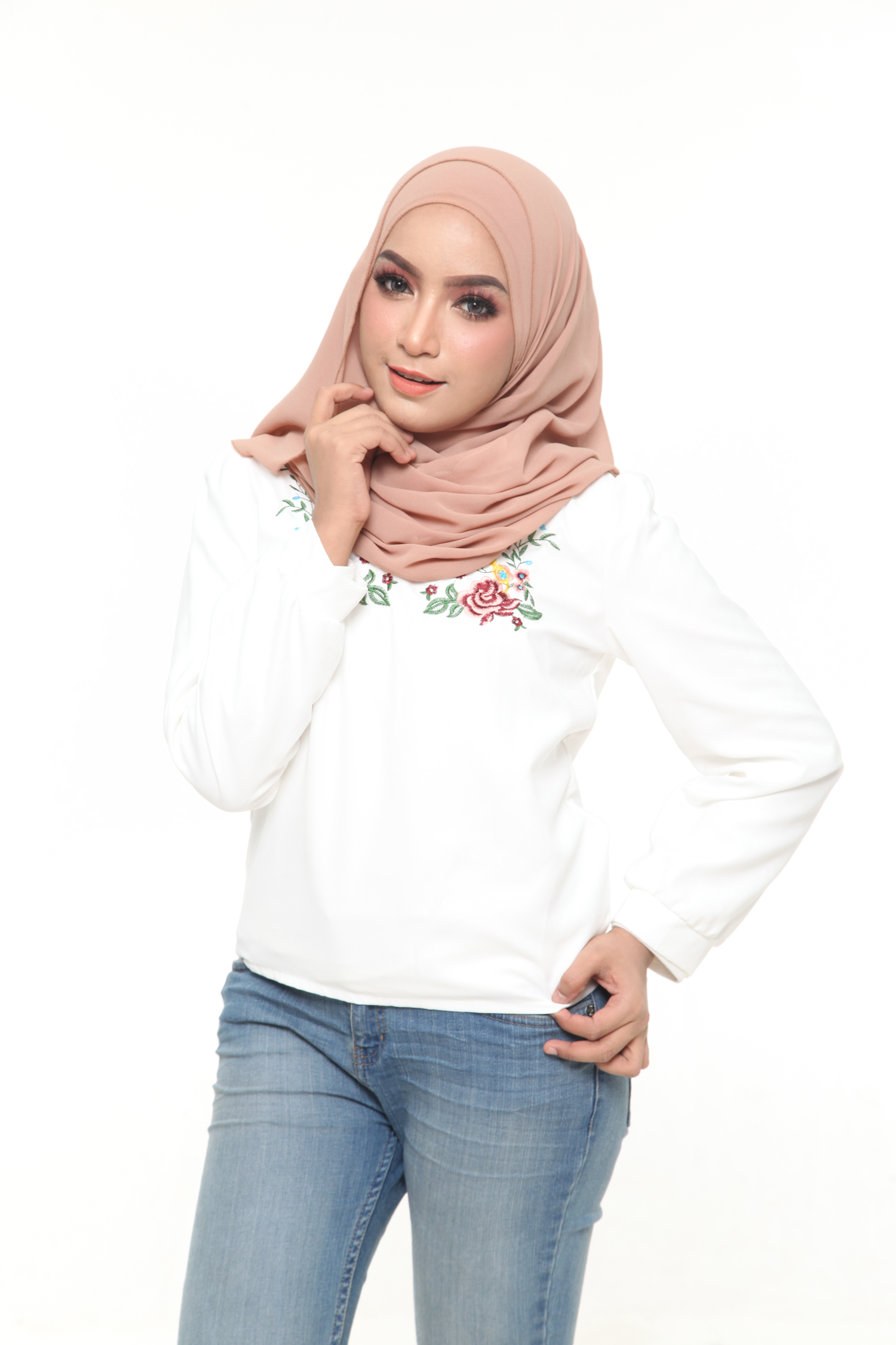 HA042 Long Sleeve Blouse White