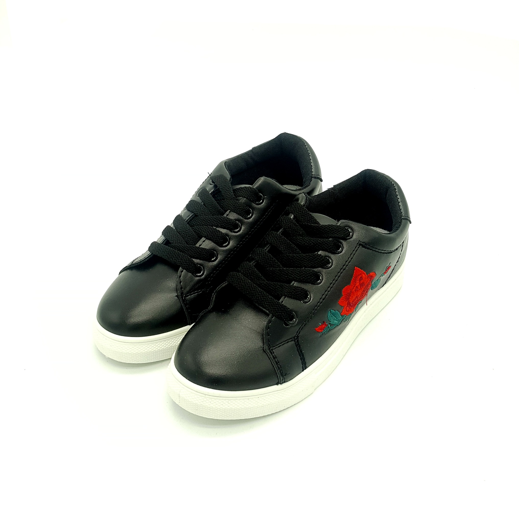 HA032 Roses Printed Trainers Black