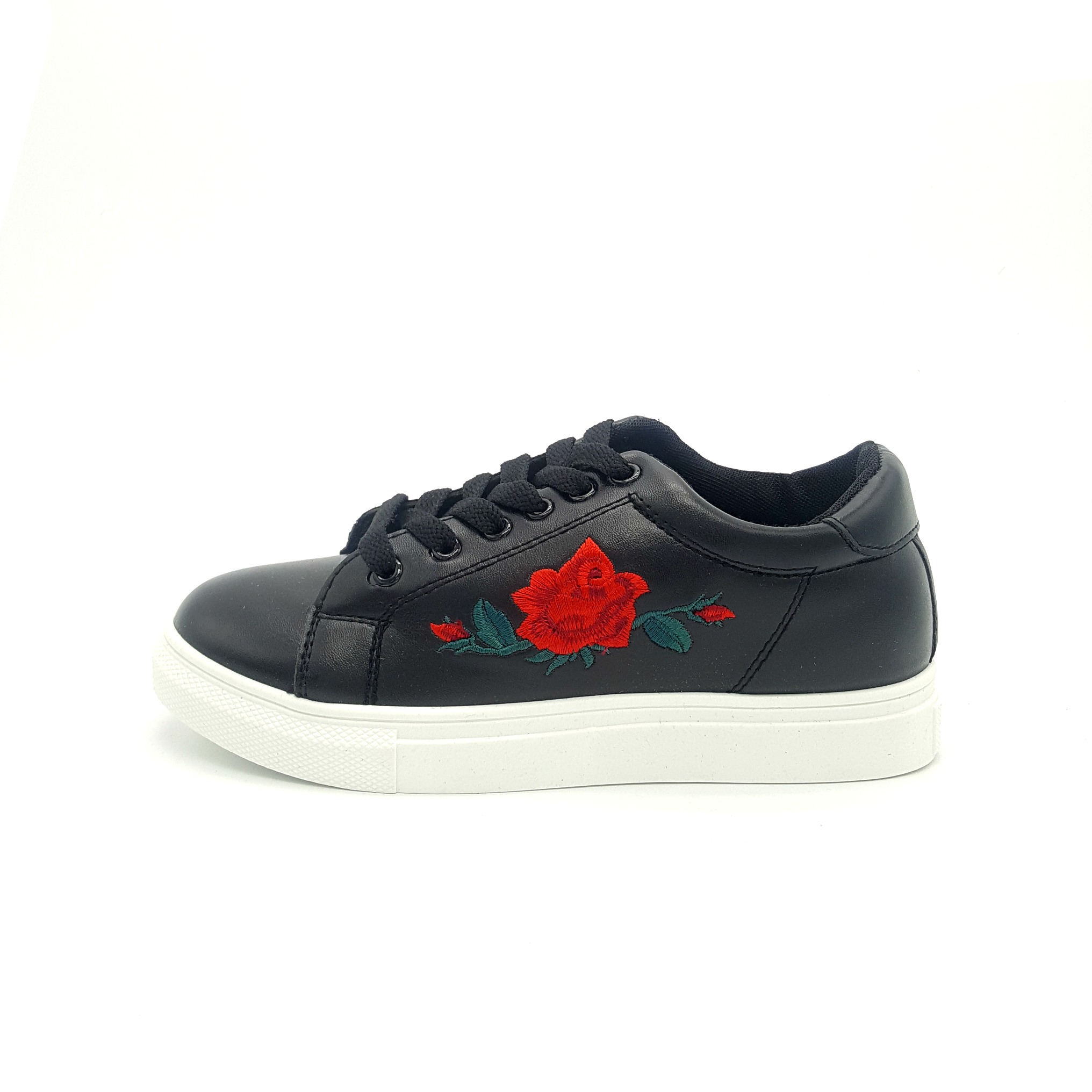 HA032 Roses Printed Trainers Black