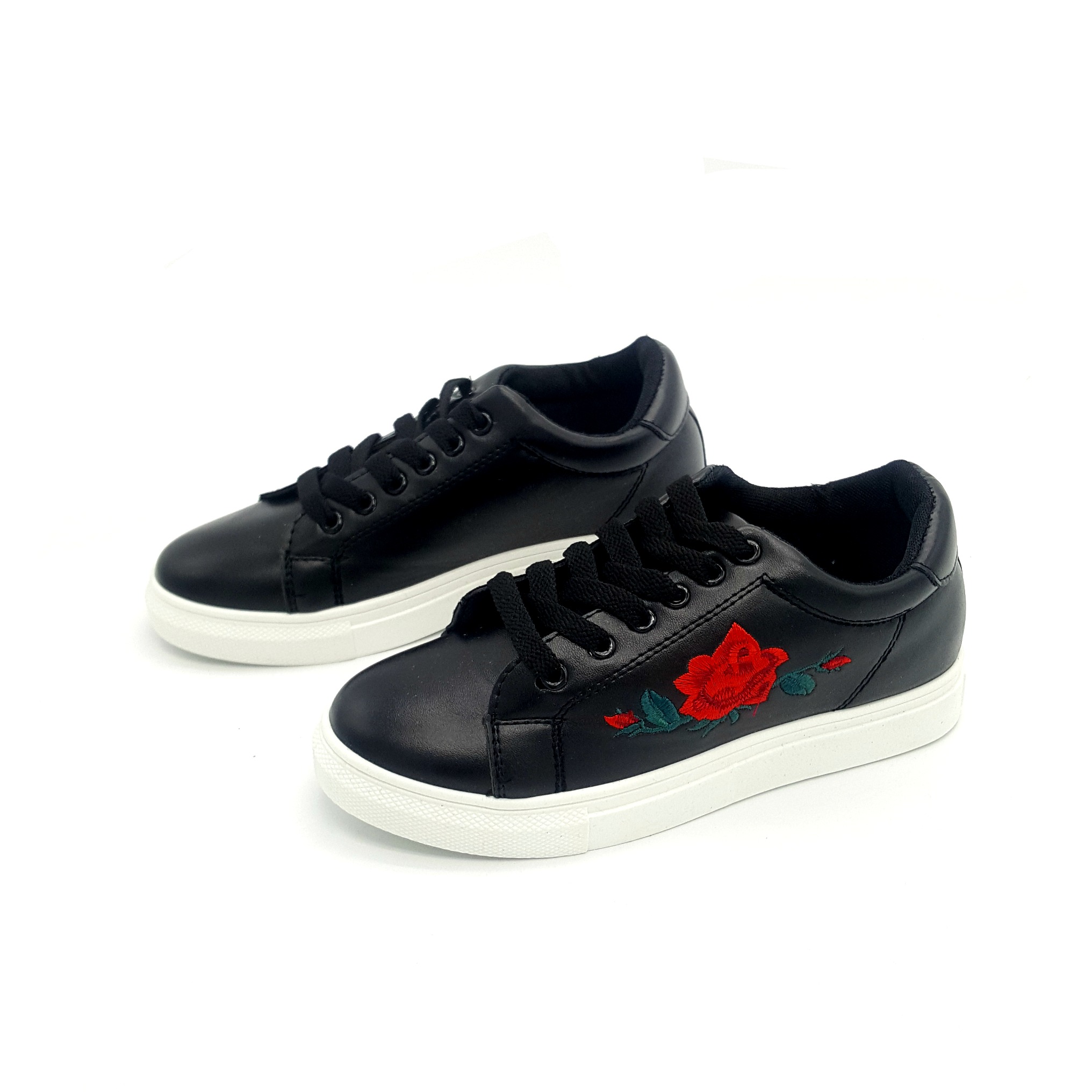 HA032 Roses Printed Trainers Black