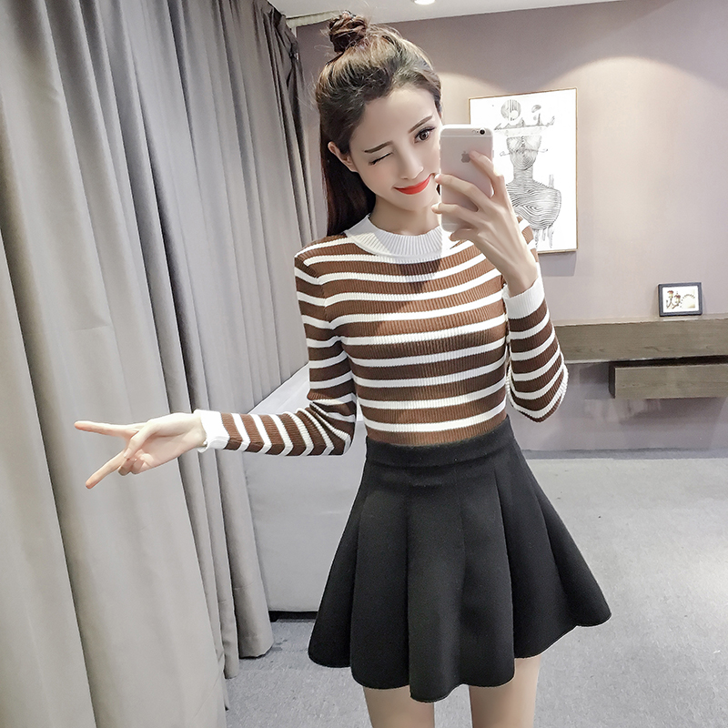 WT3839 Trendy Knit Top Brown