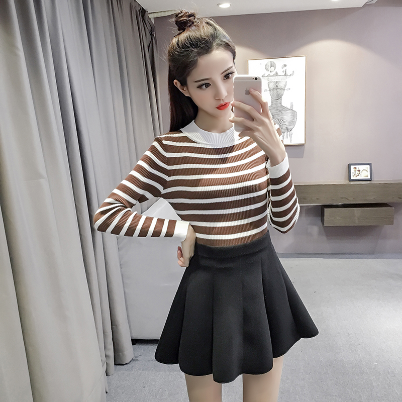 WT3839 Trendy Knit Top Brown