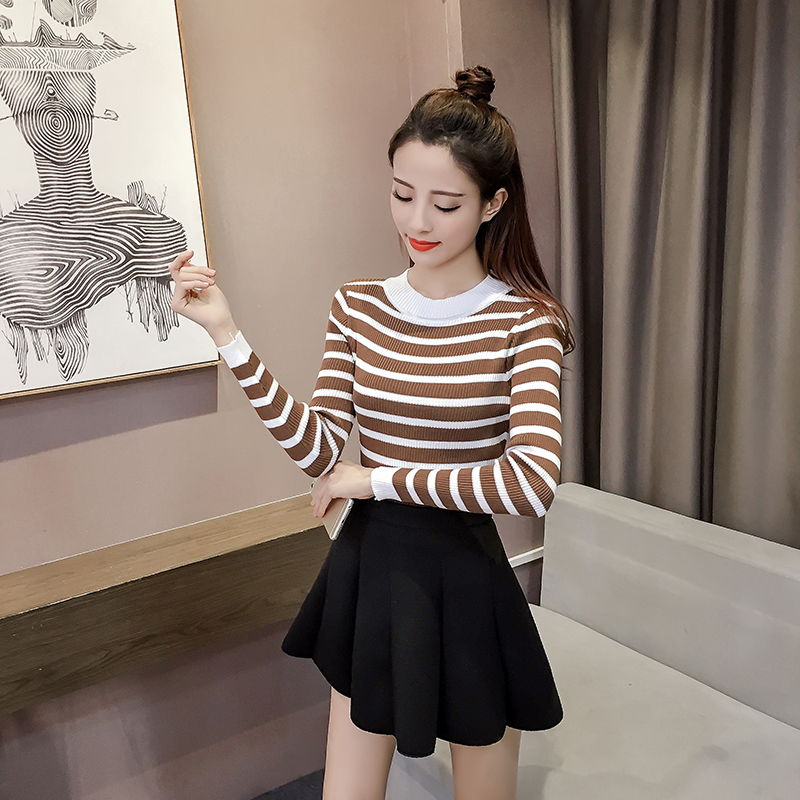 WT3839 Trendy Knit Top Brown