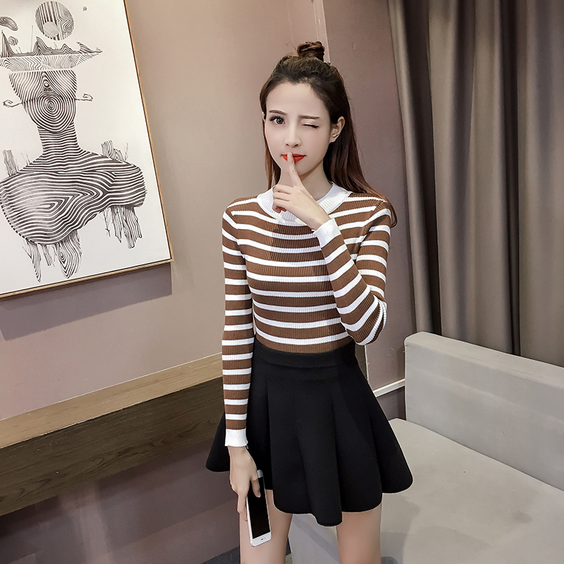 WT3839 Trendy Knit Top Brown