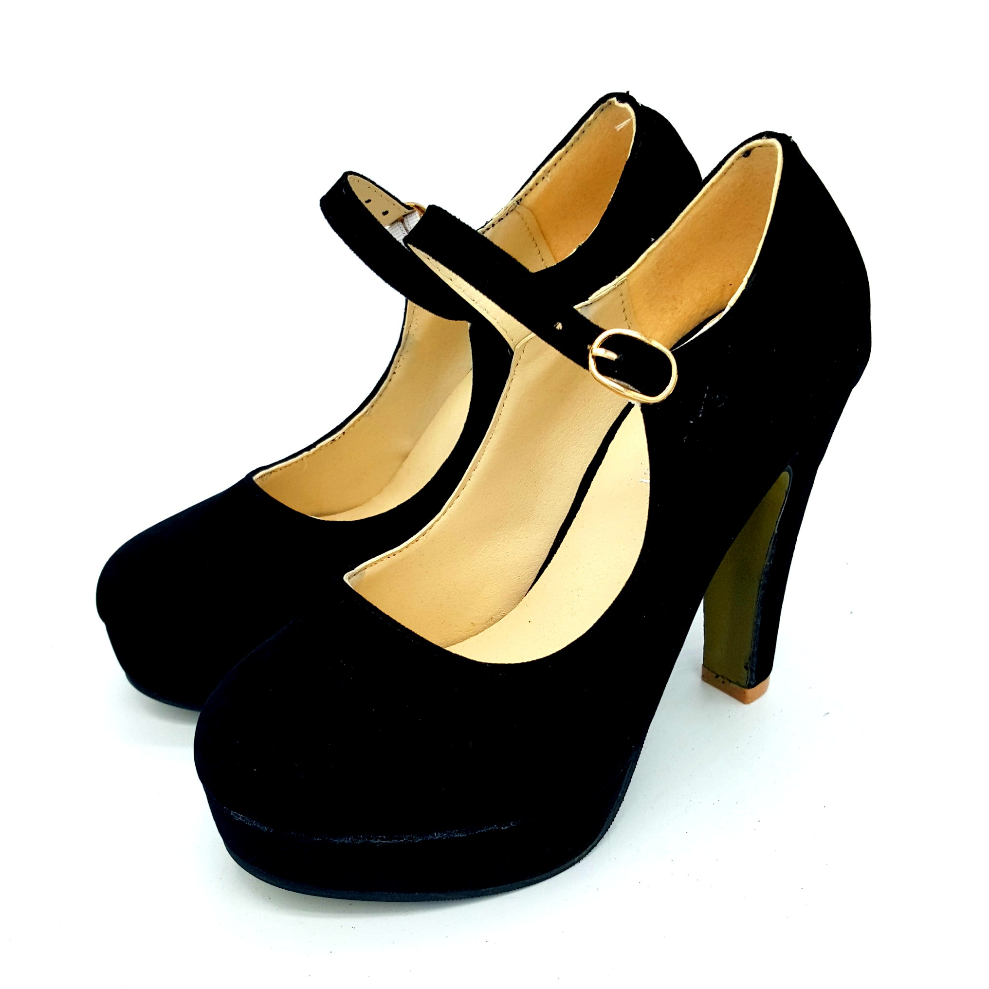 HA033 Strap On Heels Black