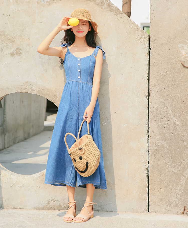 WP3849 Lovely Denim Jumpsuit Dark Blue