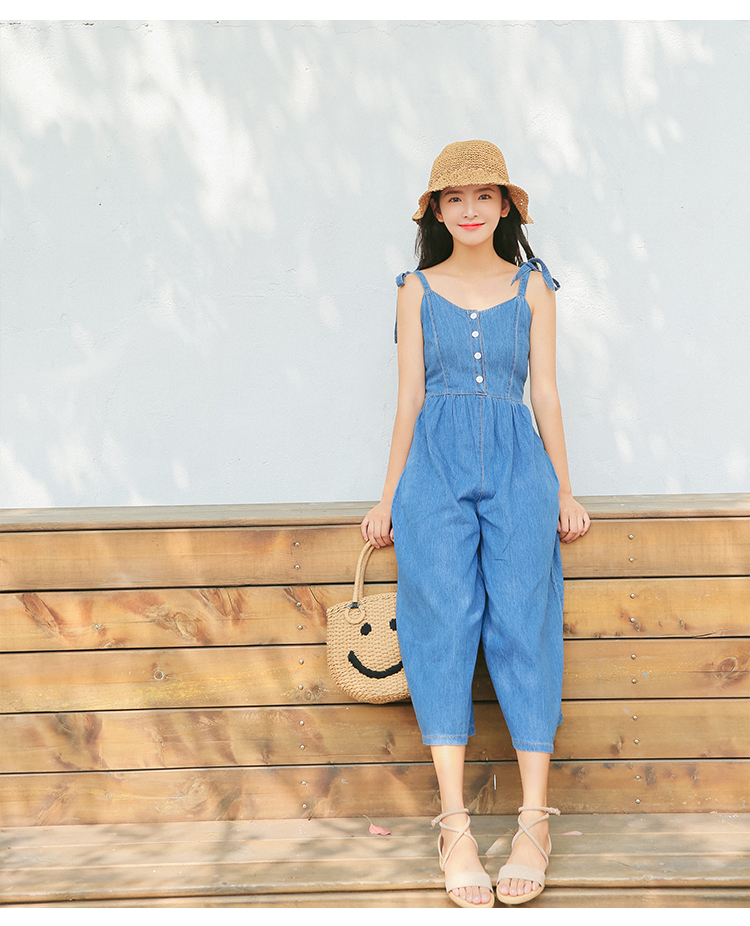 WP3849 Lovely Denim Jumpsuit Dark Blue