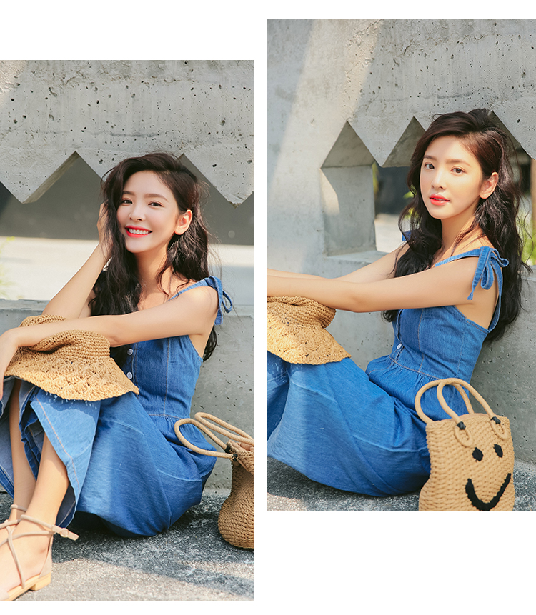 WP3849 Lovely Denim Jumpsuit Dark Blue