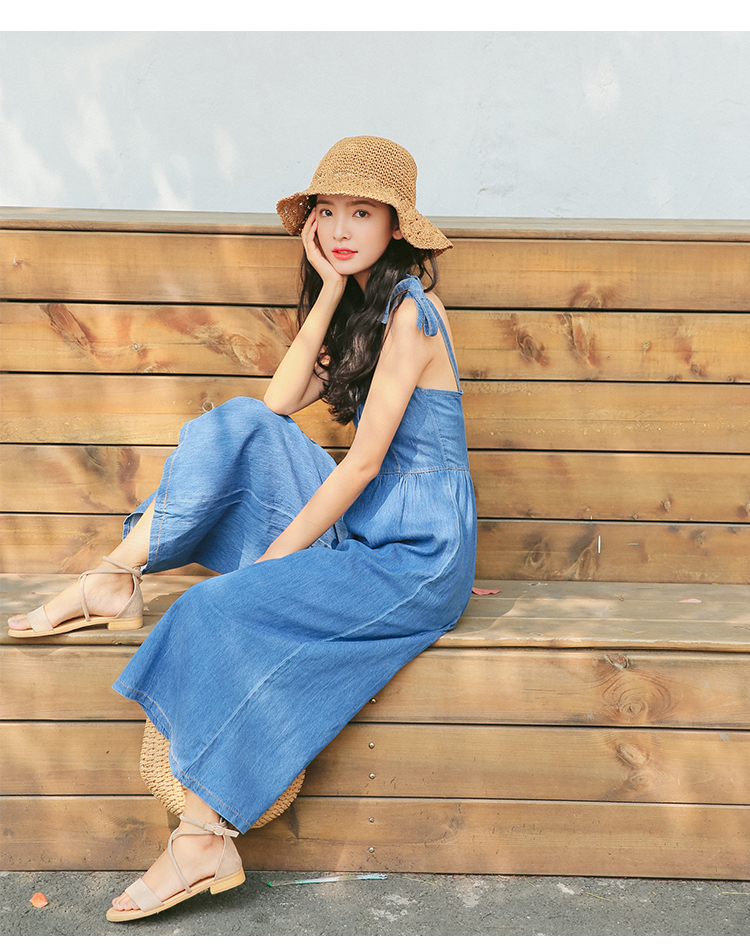 WP3849 Lovely Denim Jumpsuit Dark Blue