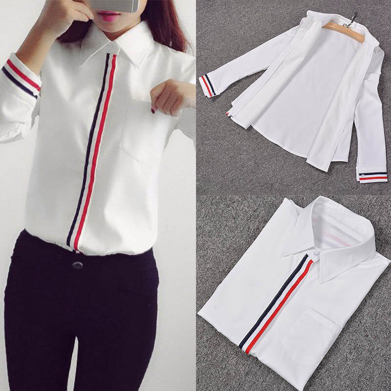 JW5013 Elegant Stripe Top White