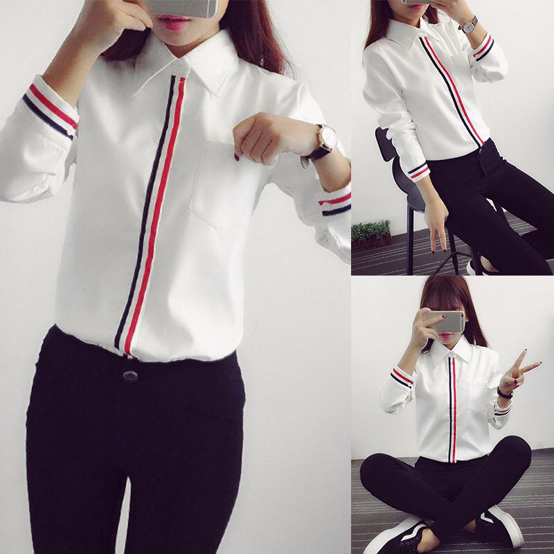 JW5013 Elegant Stripe Top White