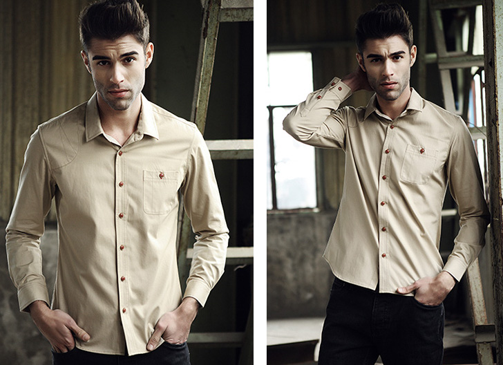 VW8602 Charming Men Top Khaki