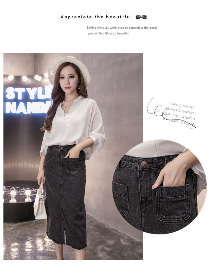 WK3855 Fashion Denim Skirt Black