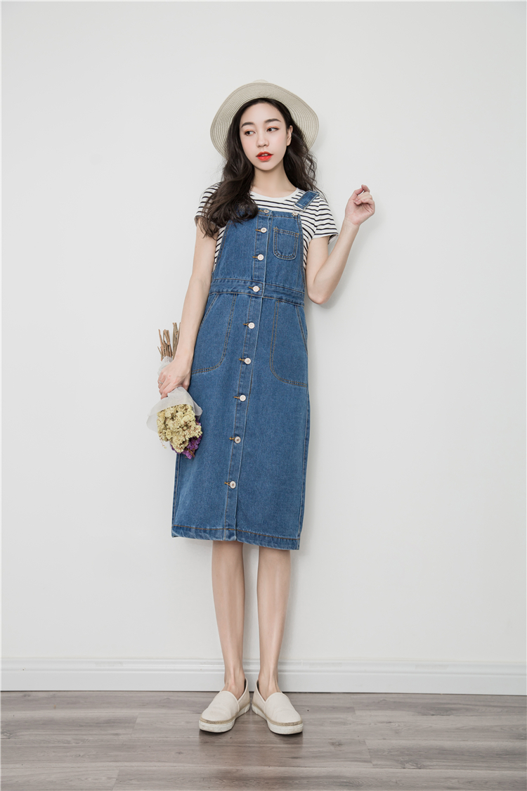 WD3857 Stylish Denim Dress Blue