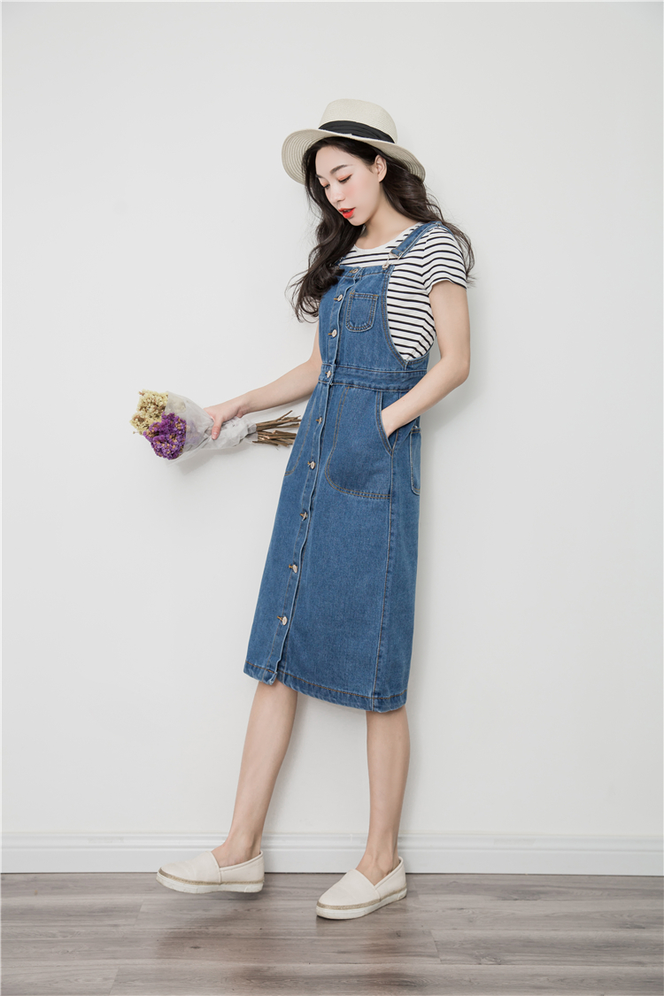 WD3857 Stylish Denim Dress Blue