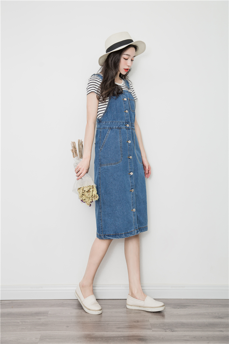 WD3857 Stylish Denim Dress Blue