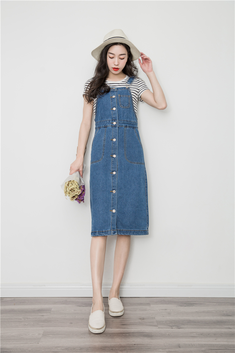 WD3857 Stylish Denim Dress Blue