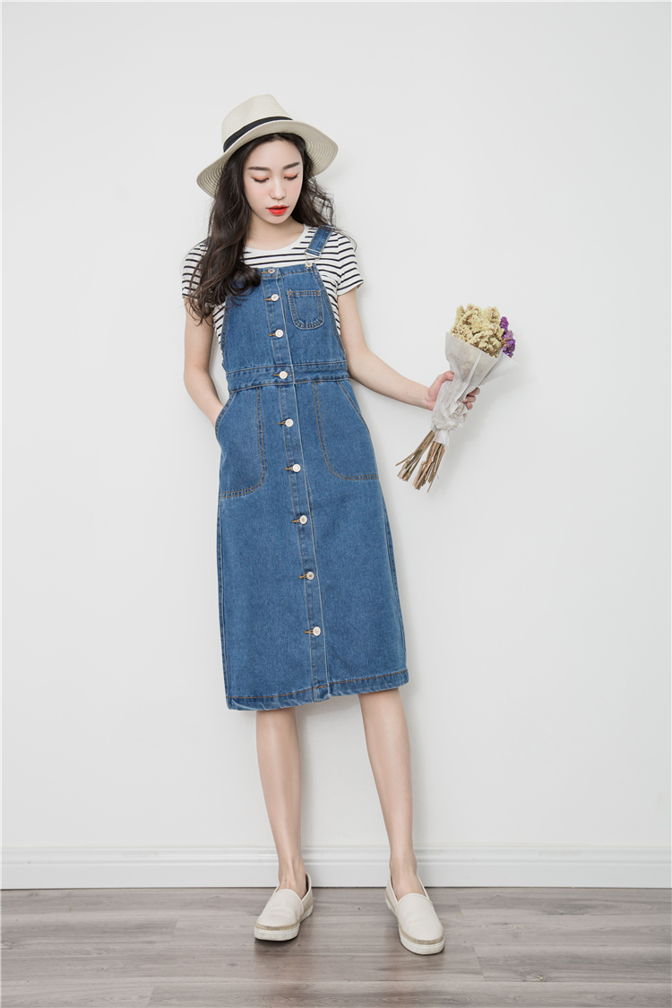 WD3857 Stylish Denim Dress Blue