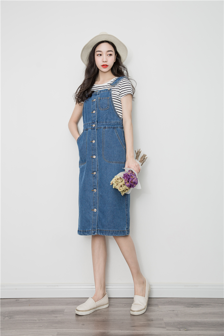 WD3857 Stylish Denim Dress Blue