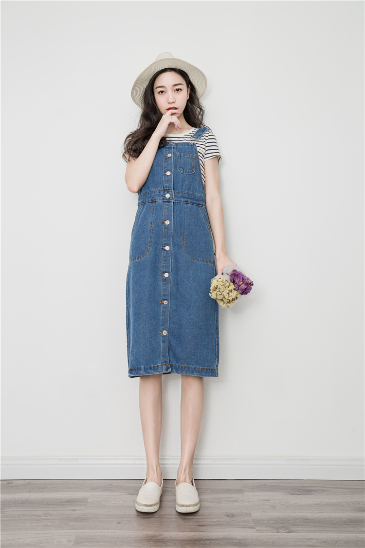 WD3857 Stylish Denim Dress Blue