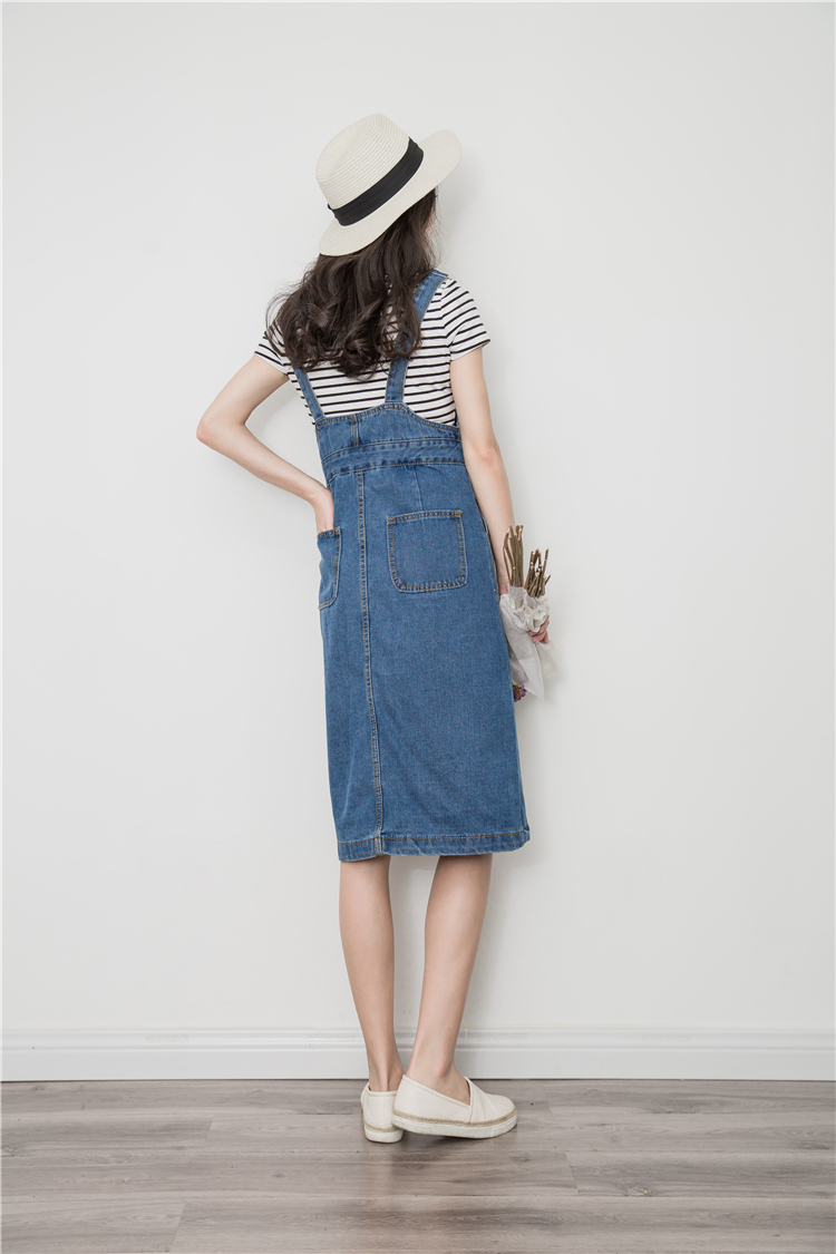 WD3857 Stylish Denim Dress Blue