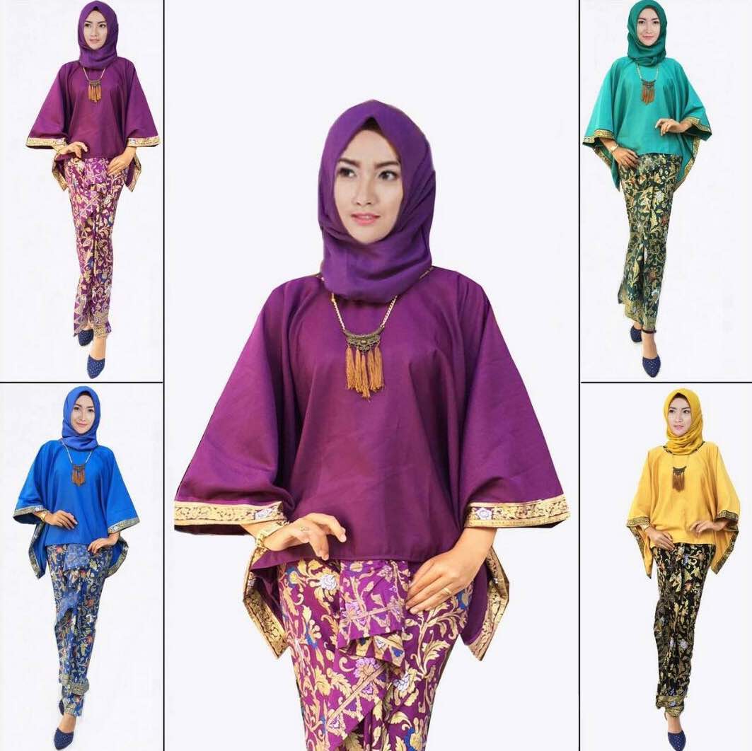 JW5016 Batwing Kaftan with songket skirt Tosca