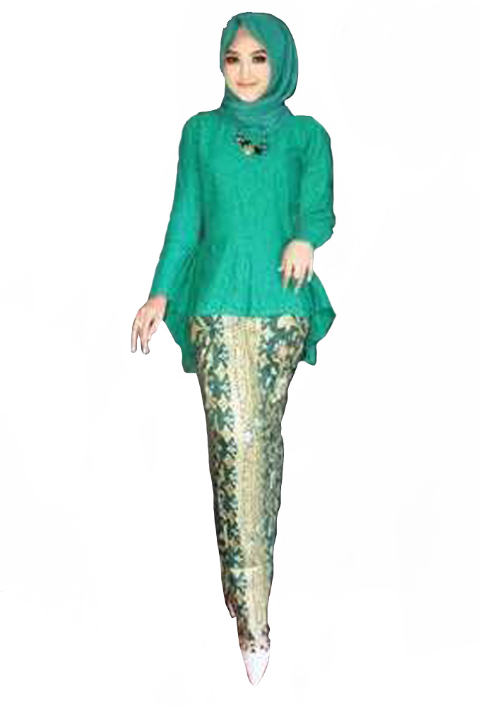 JW5018 Fishtail Peplum Set Green