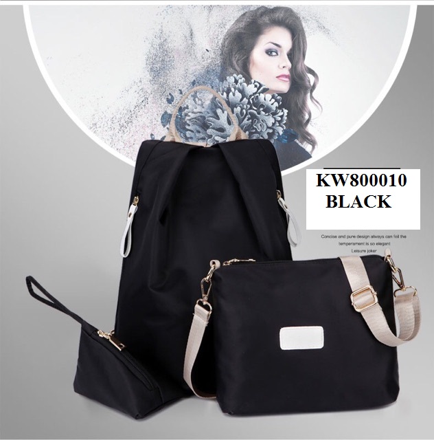 KW80010 Fashion Handbags 3 in 1 Black