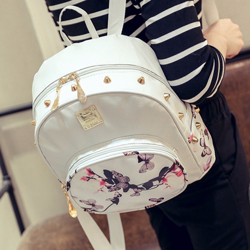 KW80012 Stylish Backpack White Butterfly