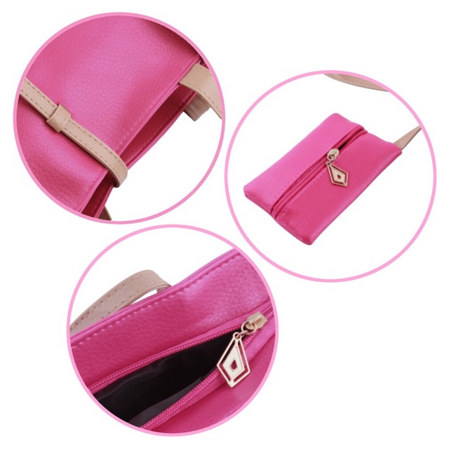 KW80028 Stylish 2 In 1 Handbags Hot Pink