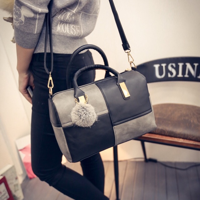 KW80049 Women Trendy Bag Black Grey