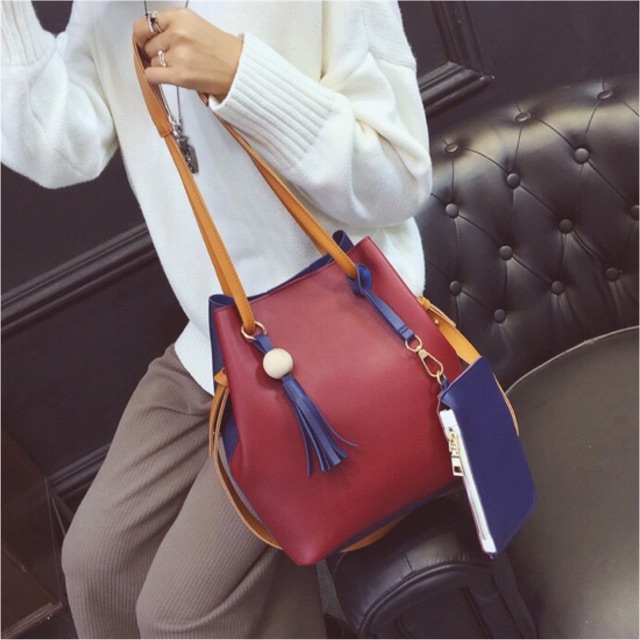 KW80068 Women Handbag 2 In 1 Red Blue